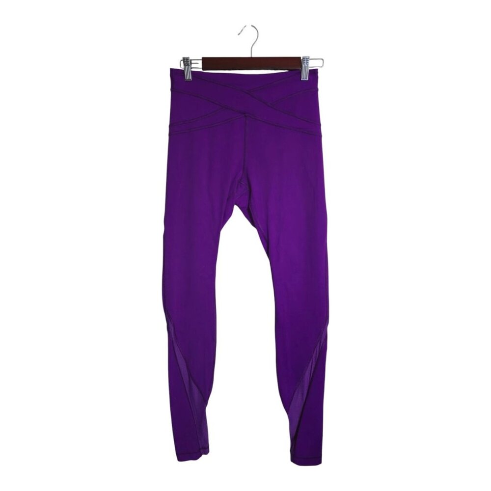 Lululemon Pants Women 8 Purple Free Flow Tight Athleisure Sportswear 31" Train